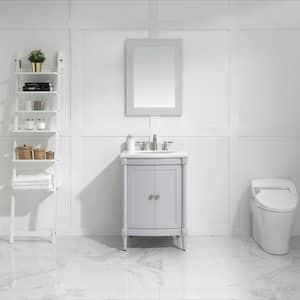 Parkcrest 24 in. W x 22 in. D Vanity in Dove Grey with Marble Vanity Top in White with White Sink