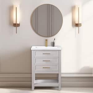 Arlo 24 in. W x 18 in. D x 34 in. H Bath Vanity in Taupe with Ceramic Vanity Top in White Top with White Sink