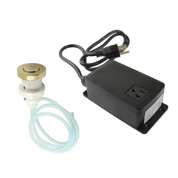Trimscape Garbage Disposal Air Switch Kit, Dual Outlet Sink Top Switch Button in Polished Brass