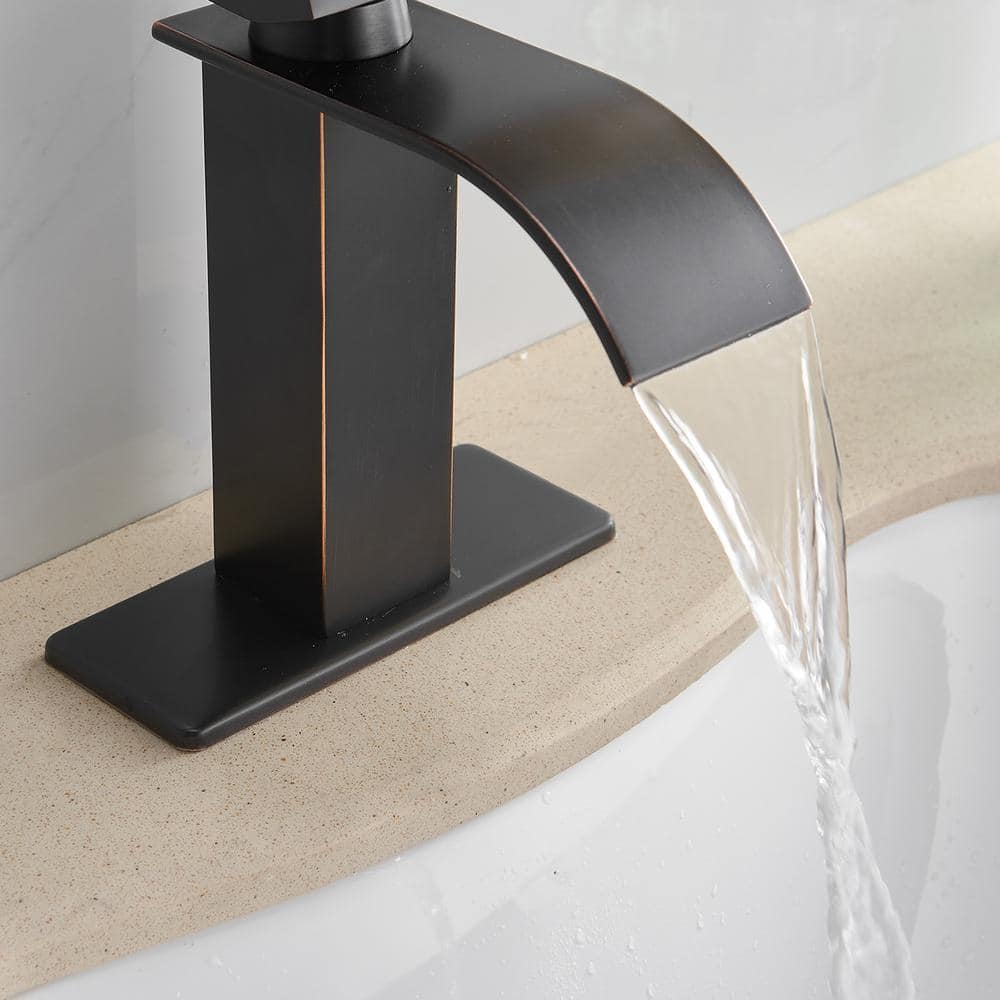 Oil Rubbed Bronze Single Handle Waterfall Bathroom Faucet