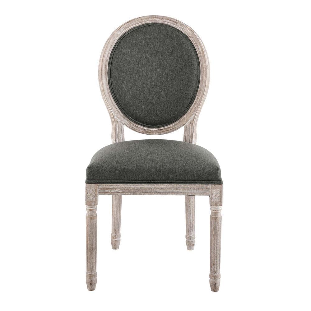 Emanate Vintage French Natural Gray Velvet Upholstered Side Chair