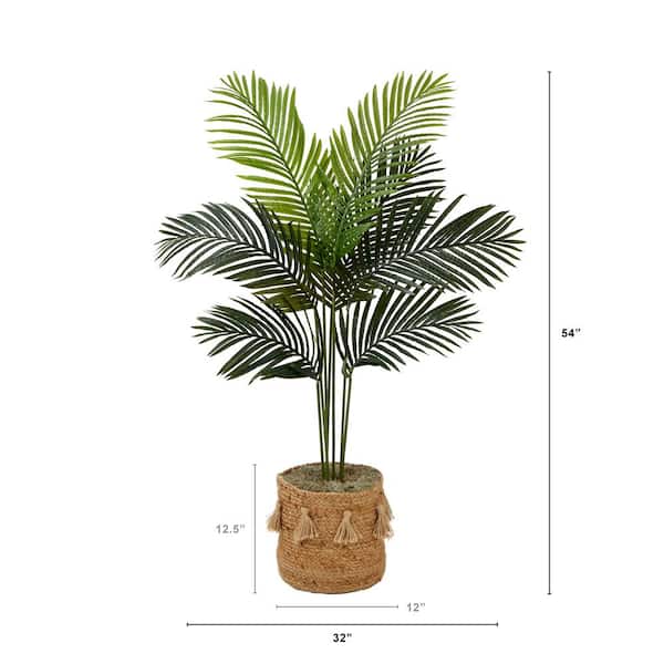 Nearly Natural 48 in. Green Artificial Paradise Palm Tree in Handmade  Cotton and Jute Basket with Tassels DIY Kit T4478 - The Home Depot
