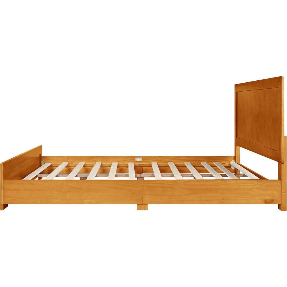 Oxford Oak King Platform Bed with Paneled Wood Headboard