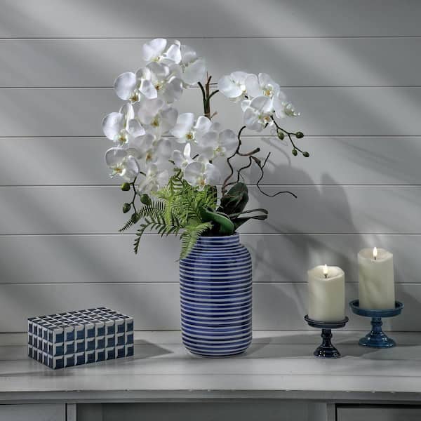 28 in. White Artificial Amalfi Coast Orchid in Pot