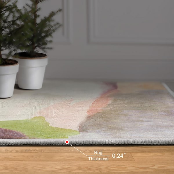 Multi-Colored 8 ft. x 10 ft. Abstract III Washable Abstract Art Area Rug
