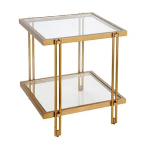 Meyer&Cross Hera 20 in. Antique Brass Finish Round Glass Top End