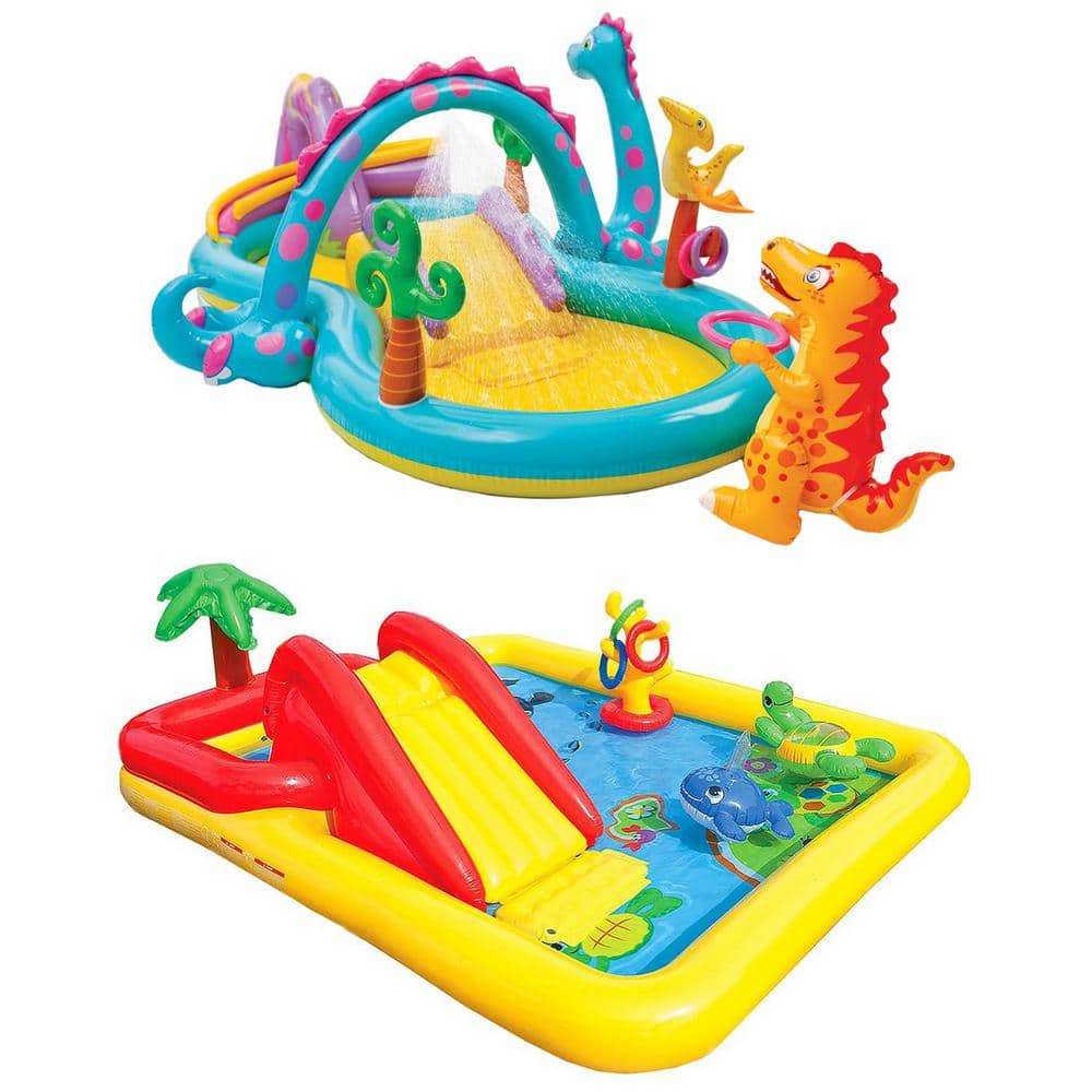 Dinoland Kiddie Inflatable Pool and Inflatable Ocean Backyard Kiddie Pool