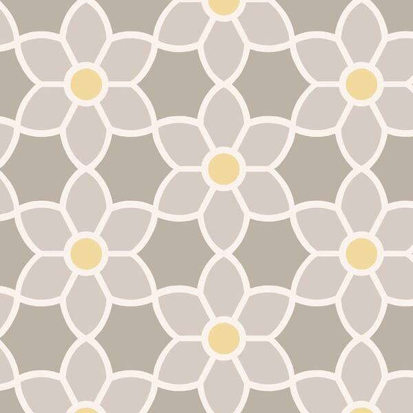 Beacon House Blossom Grey Geometric Floral Grey Wallpaper Sample