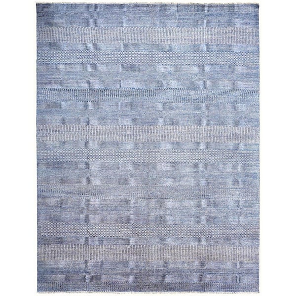 HomeRoots 12 x 15 Blue and Silver Striped Area Rug