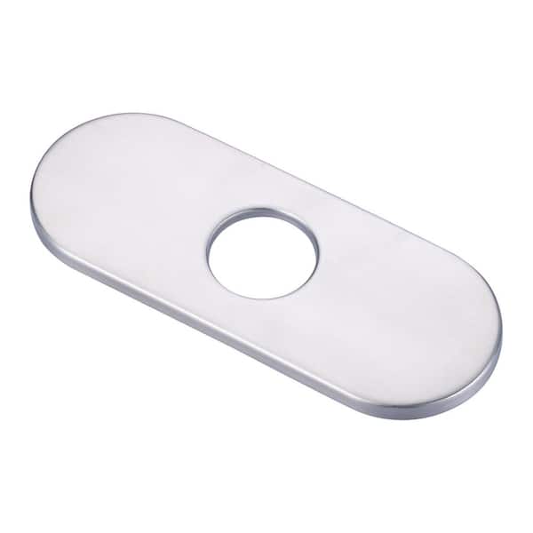 WOWOW 6.3 in. x 2.56 in. x 0.71 in. Stainless Steel Kitchen Sink Faucet Hole Cover Deck Plate Escutcheon in Brushed Nickel