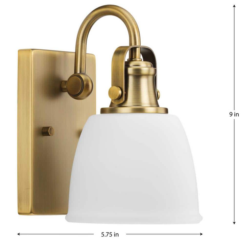 Preston Vintage Brass and Opal Glass Vanity Light
