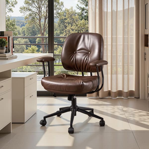 Allwex Skro PU Fabric Swivel Ergonomic Office Task Chair in Dark