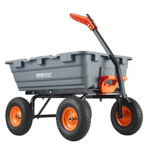 6.48 cu. ft. Steel Frame Dump Wagon Garden Cart Dump Cart Poly Garden Dump Cart with 2-in-1