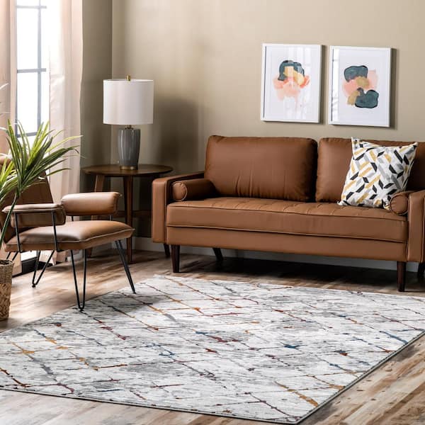 Delilah Modern Light Gray 6 ft. 7 in. x 9 ft. Abstract Indoor Area Rug