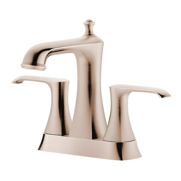 HOMLUX 4 in. Centerset 2-Handle Bathroom Faucet with Drain Kit in Rose Gold