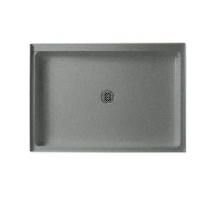 34 in. x 48 in. Solid Surface Single Threshold Center Drain Shower Pan in Gray Granite