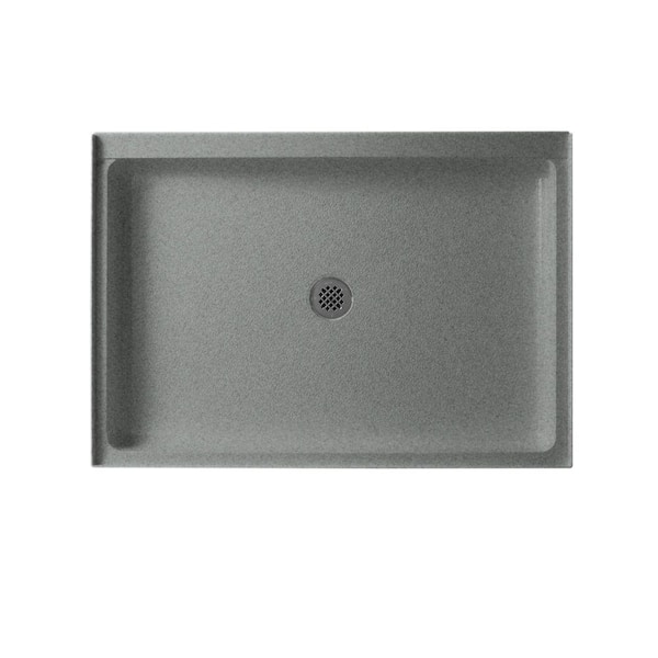 Swan 34 in. x 48 in. Solid Surface Single Threshold Center Drain Shower Pan in Gray Granite