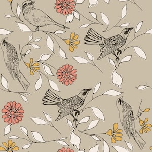 Novogratz Birds Greige Peel and Stick Wallpaper (Covers 28 sq. ft.)