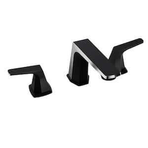 8 in. Widespread 2-Handle 3-Hole Bathroom Faucet with Pop-Up Drain in Matte Black and Brushed Nickel