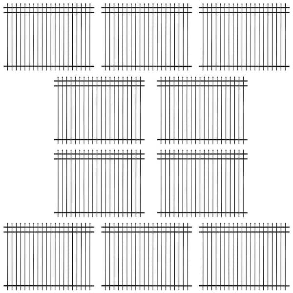 Fencer Wire 6 ft. x 8 ft. Heavy-Duty Steel Spaced Bar Pointed Pinnacle Metal Fence Panel (Pack of 10)