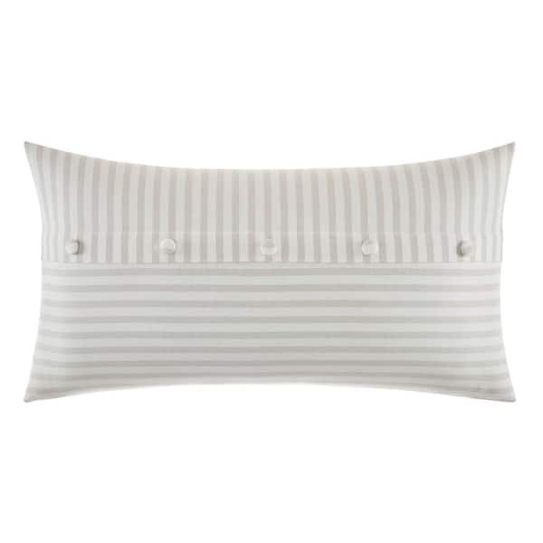 Saybrook Beige Cotton Button 14 in. x 26 in. Decorative Pillow