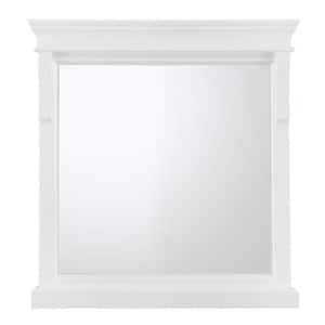 Naples 30 in. W x 32 in. H Rectangular Tri Fold Wood Framed Wall Bathroom Vanity Mirror in White