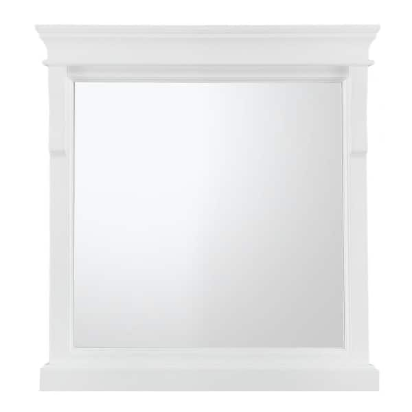 Home Decorators Collection Naples 30 in. W x 32 in. H Rectangular Wood Framed Wall Bathroom Vanity Mirror in White