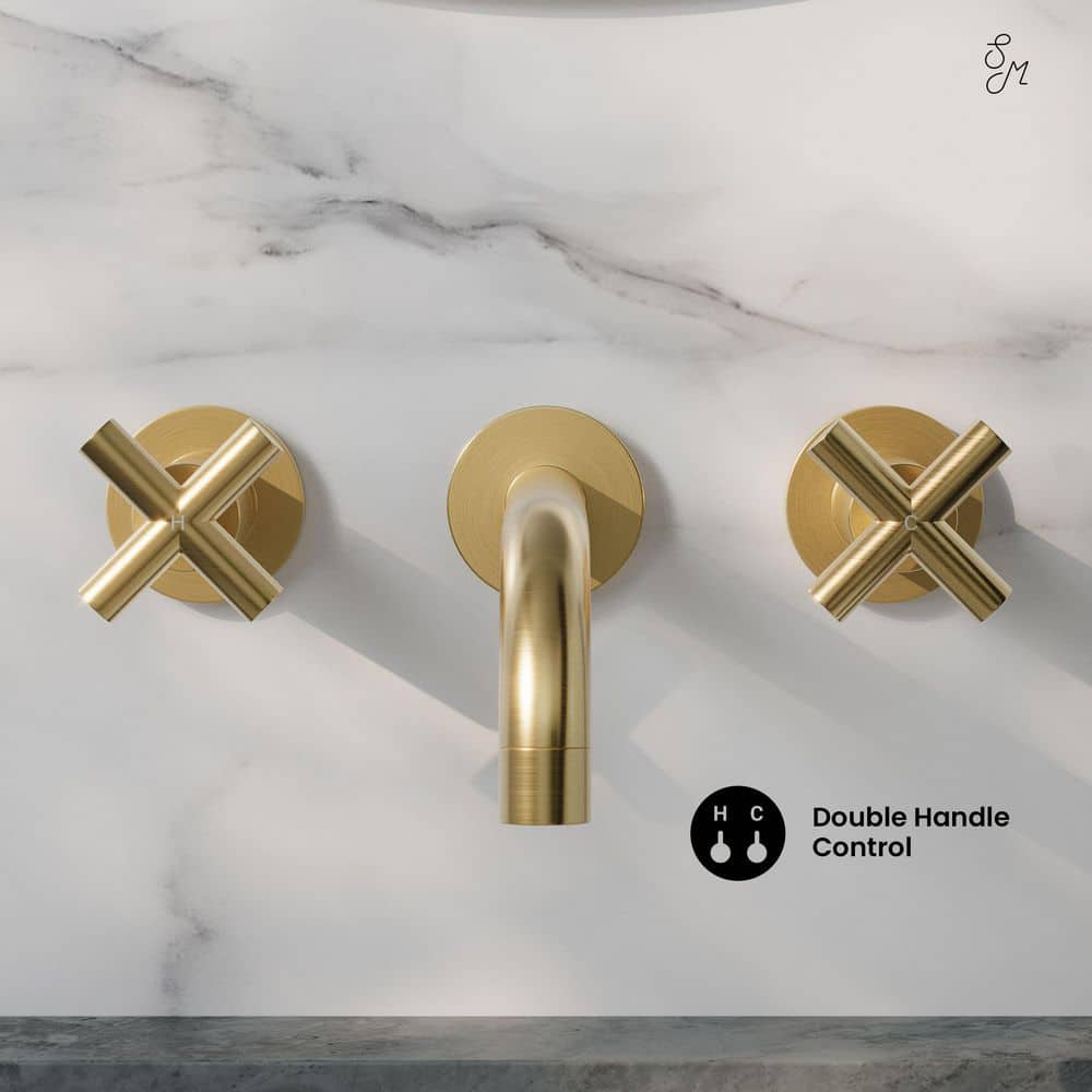 Ivy Brushed Gold Brass Wall Mount Bathroom Faucet