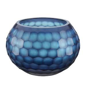 9-1/2 in. diameter x 7 in. Height, Blue Glass, Candle Holder Stand for Wedding, Dining, Party, Home Décor