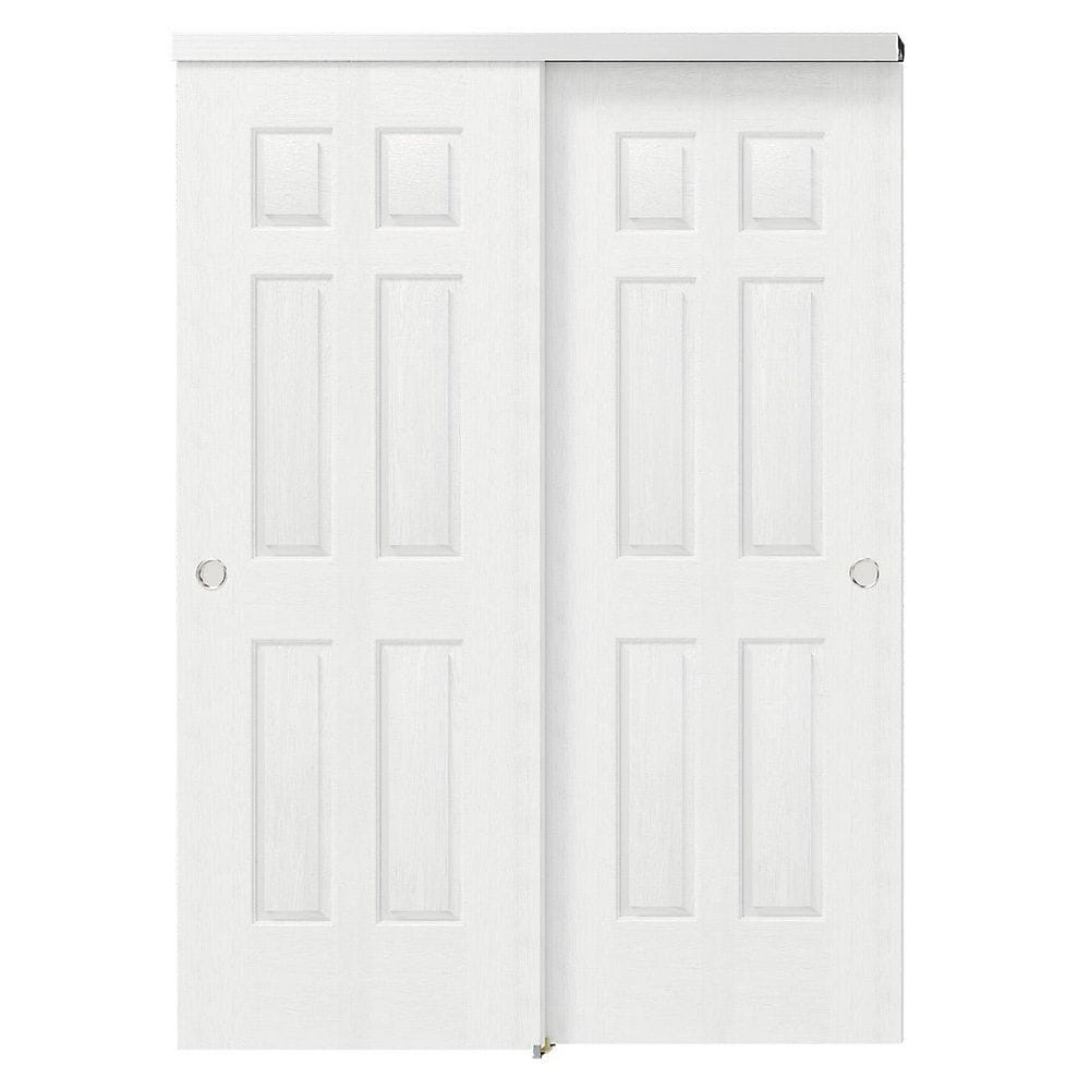56in x 80in White Primed, Solid Core MDF, Double 6 Panel Bypass Sliding Door with Aluminium Hardware price history on PriceWatchPro