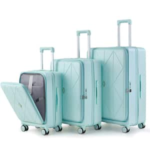 3-Piece Mint Green Hardside Spinner Luggage Set with TSA Lock and Front Pocket