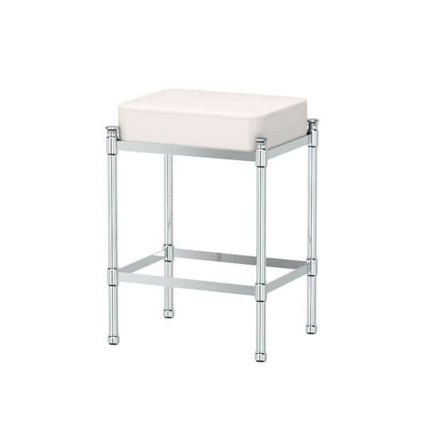 H Bath Vanity Stool In Chrome, Small White Vanity With Stool