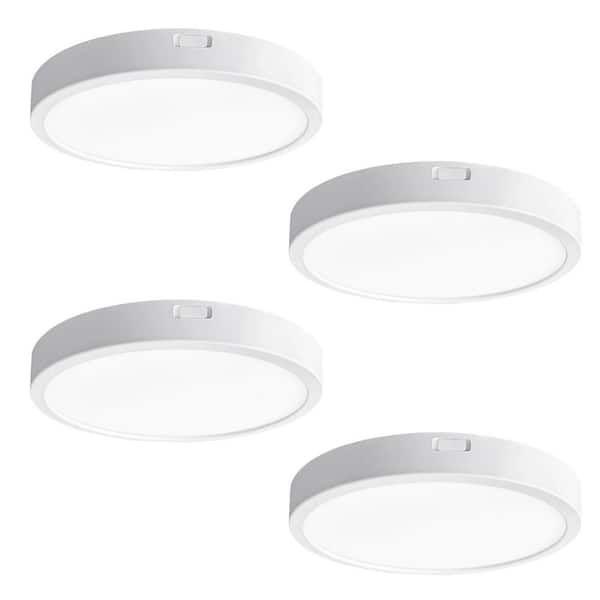 Sofiton 4-Pack 7 in. White New Ultra-Low-Profile Integrated LED Flush Mount Light 2700K-5000K 5CCT Selectable Ceiling Light