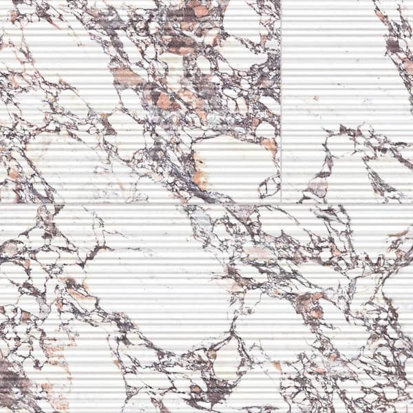 Touche Pleated Deco Rubis 23-1/2 in. x 47-1/8 in. Porcelain Floor and Wall Tile (15.44 square feet /Case)