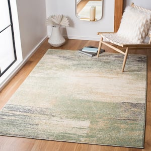 Adirondack Ivory/Sage 10 ft. x 10 ft. Solid Color Distressed Square Area Rug