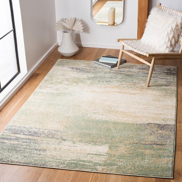 Adirondack Ivory/Sage 4 ft. x 6 ft. Solid Color Distressed Area Rug