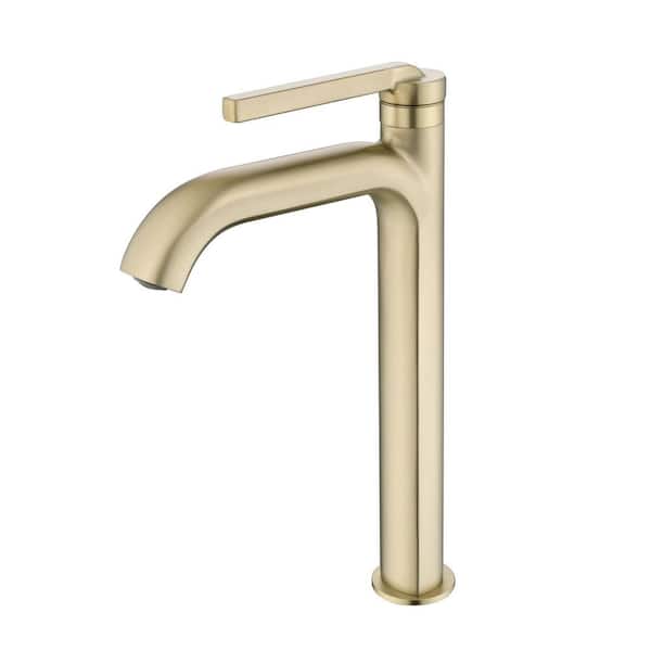 8 in. Widespread Single Level Handle High Arc Single Hole Bathroom Faucet in Brushed Gold