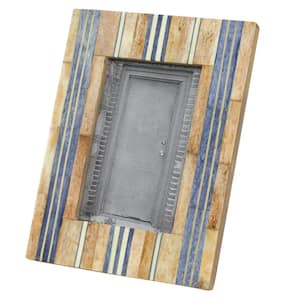 4 in. x 6 in. Rectangular Multicolor Striped Resin and Bone Picture Frame