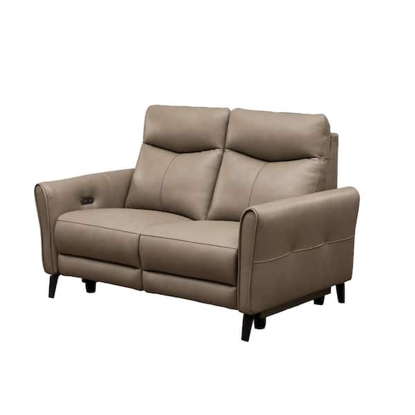 Alsgad 60 in. W Flared Arm Leather Power Reclining Loveseat with Power