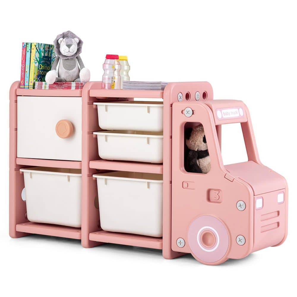 3-Tier Kids Storage Shelf Corner Cabinet with 3 Baskets - Costway