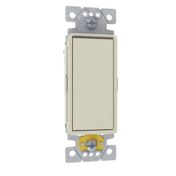 X Series 15 Amp Single-Pole Momentary Switch Module Rocker Back Wire Light Switch Matte Light Almond