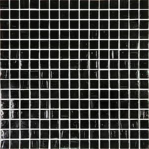 Celestial Glossy Black 12 in. x 12 in. Glass Mosaic Wall and Floor Tile (20 sq. ft./case) (20-pack)