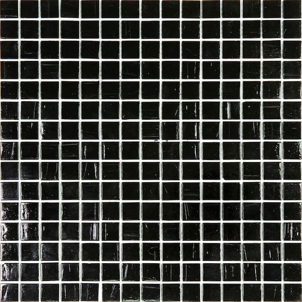 Apollo Tile Celestial Glossy Black 12 in. x 12 in. Glass Mosaic Wall and Floor Tile (20 sq. ft./case) (20-pack)