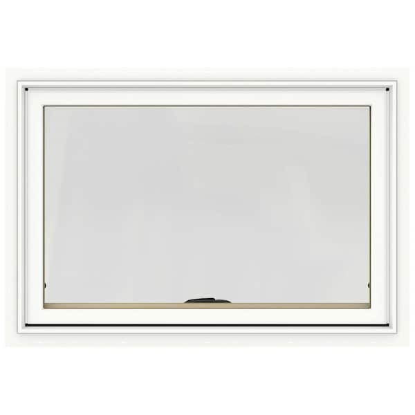 JELD-WEN 36 in. x 24 in. W-2500 Series White Painted Clad Wood Awning Window w/ Natural Interior and Screen