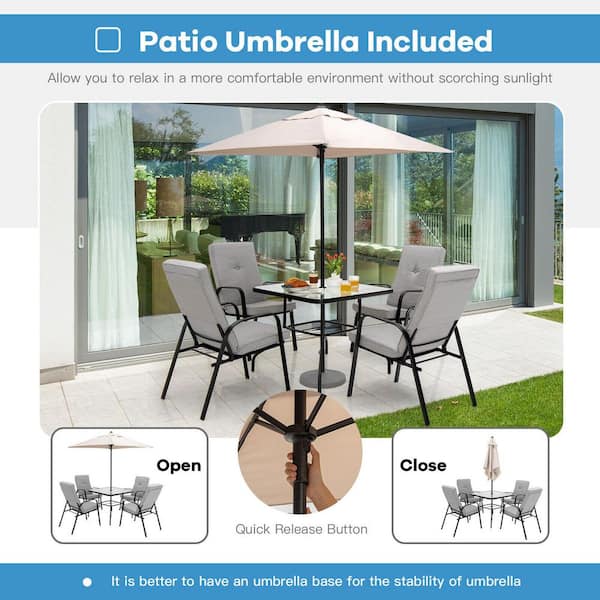 4.5 foot patio umbrella FORCLOVER 5 ft. Square Patio Umbrella Shelter with 4 Sturdy Ribs in Beige