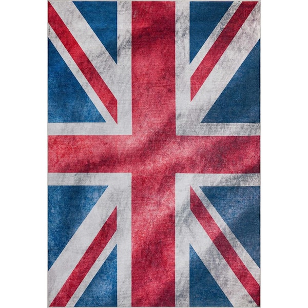 Well Woven Apollo British Flag Novelty Printed Red Blue White 5 ft. x 7 ft. Area Rug