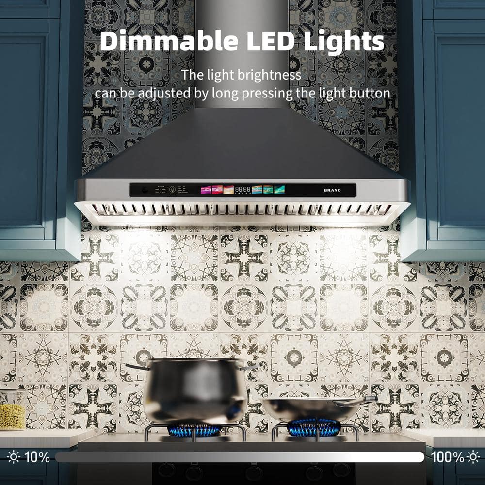 30 Inch Stainless Steel Wall Mount Range Hood with LED Lights