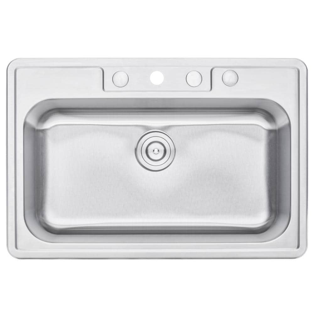 33'' Brushed Stainless Steel Single Bowl Drop-In Kitchen Sink