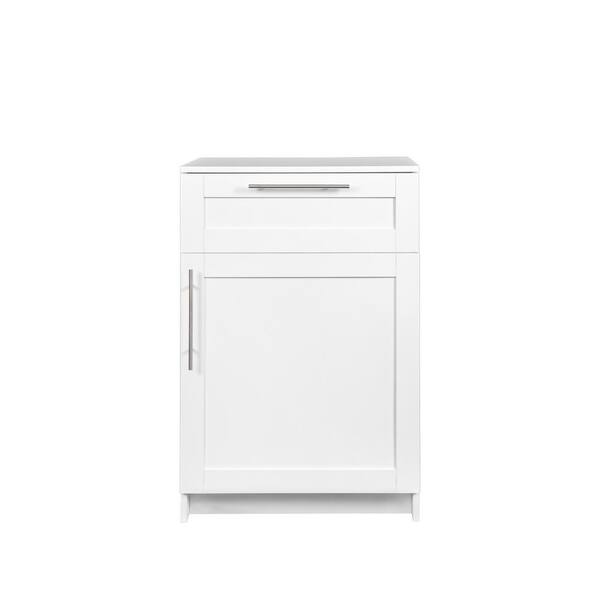 23.62 in. W x 15.75 in. D x 35.43 in. H Modern White Wood Linen with Drawer, Door and
