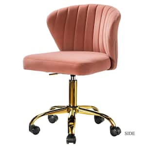 Ilia Modern Velvet up to 35 in. Swivel Adjustable Height Task Chair with Wheels and Channel-tufted Back -Pink